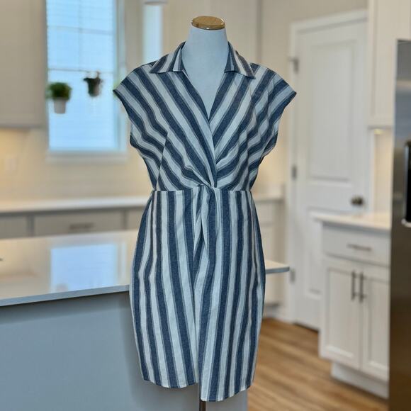 Andree by Unit | Blue & White Stripe Cotton Dress - Picture 1 of 5